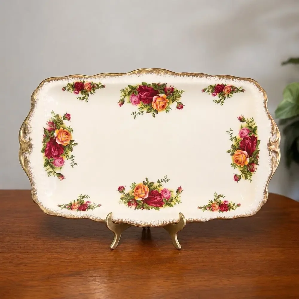 Royal Albert Old Country Roses Sandwich Tray Rectangle Bone China Serving